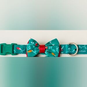 🎄 Festive Holiday Bow Tie Dog Collar XL Snap Buckle Mint Condition